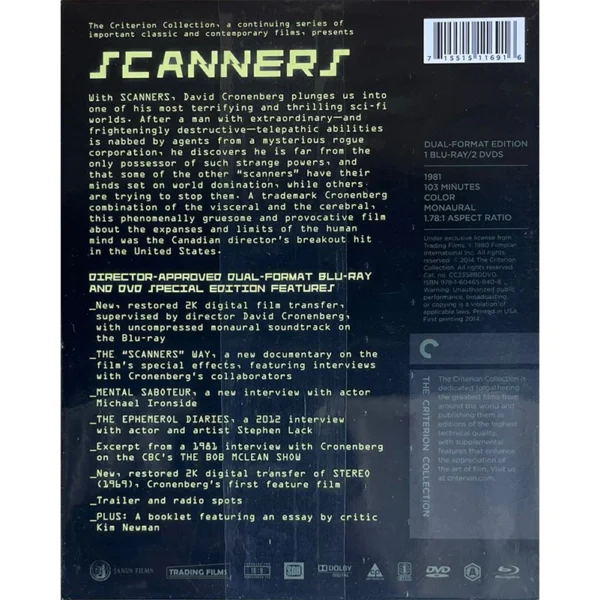 Scanners Criterion Collection Blu-ray UK out of print digipak